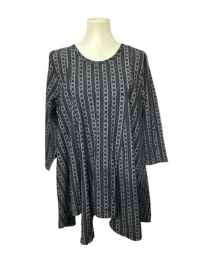 Blusa bohemia para mujer Dress to Kill negra púrpura abstracta Lagenlook talla única Foto 1 de 4