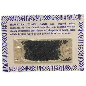 Hawaiian Black Beach Island Sand Volcanic Volcano Lava Sample Souvenir - Picture 1 of 2