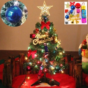 Mini Christmas Tree Small Christmas Tree with LED Lights Ornaments Tabletop A... - Picture 1 of 6