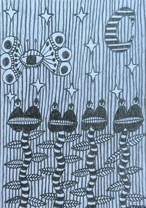 ACEO Original Art Card Hand Drawn Pencil Signed Surreal Fantasy Plant Artwork - Picture 1 of 6