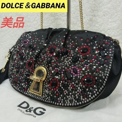 DOLCE&GABBANA Shoulder Hand Bag Black Leather Small Purse Vintage Authentic - image 1 of 4