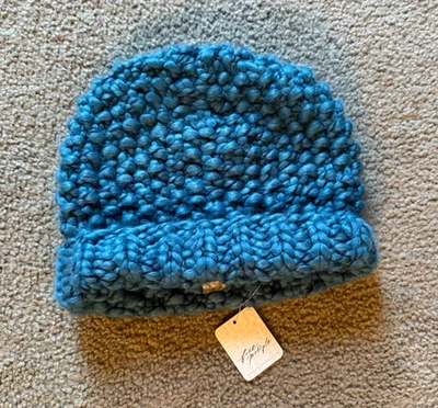 NWT Free People Chunky Knit Beanie Stocking Cap - Turquiose - Image 1 of 3