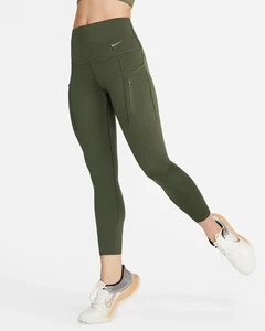 Nike Go Women's Training Firm SUPPORT High  Waist 7/8 Leggings Khaki DQ5636 Sz S - Picture 1 of 10