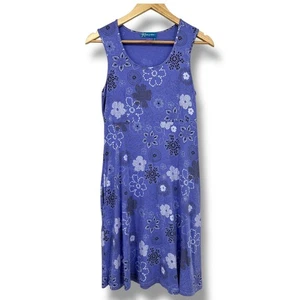 Abito tubino donna Fresh Produce fiori floreali cotone S viola con tasche USA - Foto 1 di 7