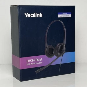 Yealink UH34 Dual Teams USB Headset w/ Mic Noise Cancelling Lightweight - New - Foto 1 di 12