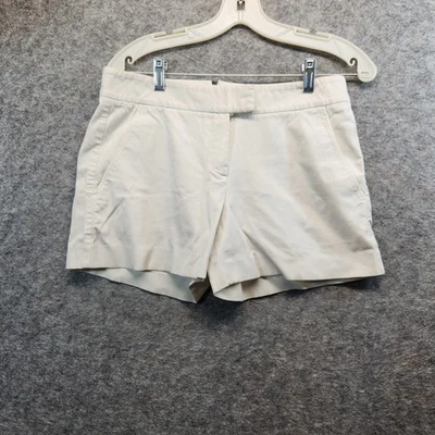 Theory 女式象牙色高腰平前舒适夏季斜纹短裤 6 码 — 第 1/4 张图片