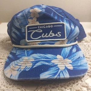 Men's '47 Royal Chicago Cubs Tropicalia Trucker Snap Back Adjustable Hat Cap - Picture 1 of 9