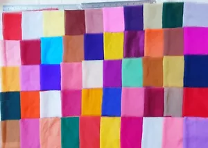 LOT PURE SILK Vintage Sari Fabrics REMNANT 50 pcs 6"16" inches Brightplain DS93 - Picture 1 of 6