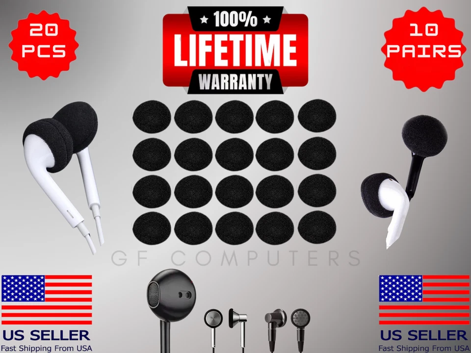 20 piezas 10 pares de cubiertas de auriculares de espuma PREMIUM 13-18 mm se adaptan a la mayoría de los auriculares Foto 1 de 1