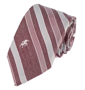 Bronzini Men's Repp Necktie Gray & Rose with logo 1970 56"L x 3"W - Picture 1 of 6