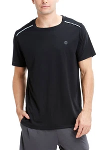 NEW MENS BALANCE COLLECTION PERFORMANCE REFLECTIVE PIPING BLACK WORKOUT TEE M - Picture 1 of 2