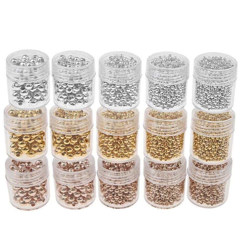 2mm 2.5mm 3mm 4mm 5mm Oro / Argento Metallo  Allentati Del Distanziatore Monili - Immagine 1 di 1