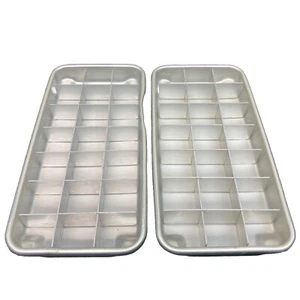 2 Antique Vintage Metal Ice Cube Trays 7 x 3" Small Cubes Cocktail - Picture 1 of 2