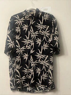 Campia Mods Hawaiian Black Palm Trees Button Up Shirt 100% RAYON Men’s Size M - Image 1 of 4