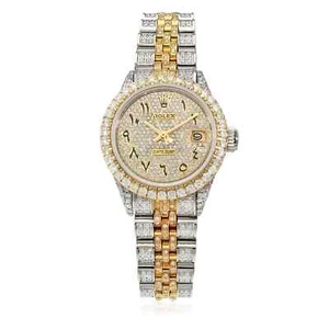 Rolex Datejust Custom Diamond Pave 16200 Jubilee Band Diamond Dial Bezel 26mm Wa - Picture 1 of 6