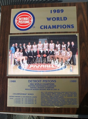 88'-89' WORLD CHAMPS  DETROIT PISTONS whole team WOOD wall PLACQUE Cover