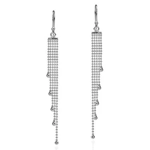 Pendientes colgantes de plata de ley .925 con cadena con cuentas de varios niveles - Imagen 1 de 4