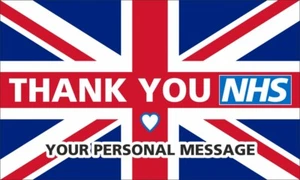 Thank You NHS Flag or Banner with Personal Message and 20% Donation - Foto 1 di 3