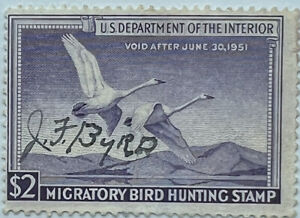 1950 US Scott RW17 MIGRATORY BIRD HUNTING STAMP $2 Federal Duck Stamp EE