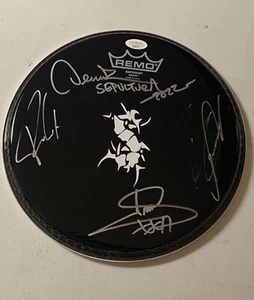 SEPULTURA AUTOGRAPHED SIGNED 10" DRUMHEAD WITH JSA COA # AC26775 - Picture 1 of 2