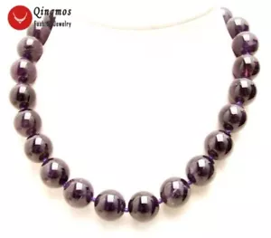 Collana ametista viola naturale rotonda 16 mm per donna girocollo 18" pietra gioielli - Foto 1 di 4