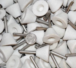 A-31 1-3/8 x1x 1/4 White Hollow Cone Mounted Point Abrasive Grinding Stone Bit E - Picture 1 of 6