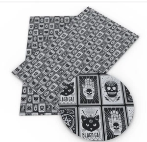 BLACK & WHITE TAROT CARDS 100% Cotton Fabric 50*145cm - Picture 1 of 3