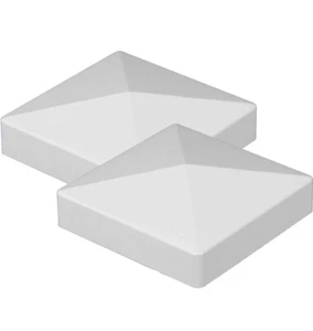 2er-Pack Premium weiß PVC Vinyl 5 Zoll x 5 Zoll externe Pyramide Pfostenkappe - Bild 1 von 1