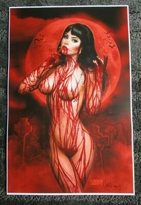 PIN UP NATHAN SZERDY FIRMADO 11X17 IMPRESIÓN ARTÍSTICA VAMPIRELLA LUNA ROJA HALLOWEEN NUEVO - Imagen 1 de 1