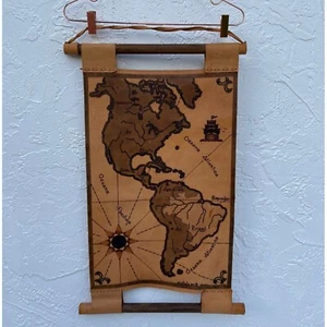 Novica Handmade Map of Latin America Leather Hanging Wall Tapestry Brown - Picture 1 of 15