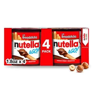 Nutella GO! 4er Pack Haselnuss und Kakao Aufstrich mit Brotstangen, Snackbecher 1,8 oz - Bild 1 von 6