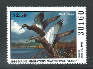 Estampilla de pato de Maine ME-1 1984, $2,50 patos negros - Imagen 1 de 2