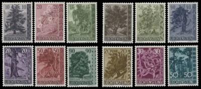 1957-60, LIECHTENSTEIN, emisiones Tree-Bush, 4 juegos completos, NH, SC. #312/55 Foto 1 de 2