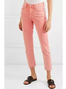 Pantalones de mezclilla Agolde Jamie tiro alto ajustados recortados rosa algodón talla 24 - Imagen 1 de 5