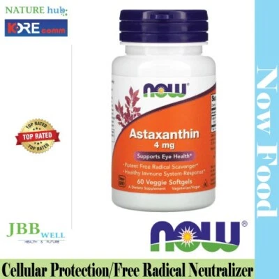 NOW Foods, Astaxanthin, 4 mg, 60 Veggie Softgels - Изображение 1 из 3