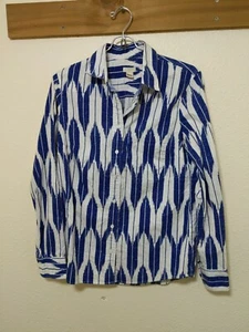 J. Crew Damen Top The Perfect Shirt Blau Weiß Ikat Button Down Baumwolle - XS - Bild 1 von 6
