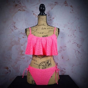Large Pink Ruffle Flounce Matching Bikini Set - Picture 1 of 9