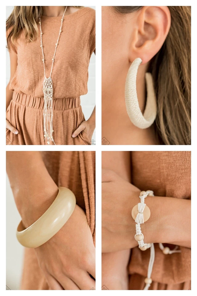 Joyería de paparazzi avistamientos atardecer conjunto de fijación de moda - madera y macramé Foto 1 de 4