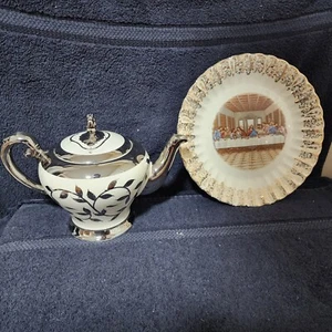 1 Vintage Old Silver Lustre Teapot with Myott Staffordshire England, 1 Last Sup - Picture 1 of 7