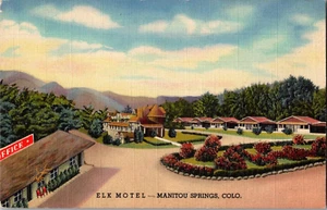 Cartolina Elks Motel Manitou Springs Colorado lino non spedita - Foto 1 di 2