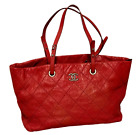 Chanel Red Quilted Glazed Leather On The Road Tote Bag