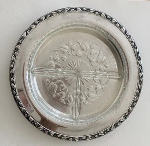 1930s Meadowbrook WM Rogers Round Silver Plated Floral Platter Vtg Serving Tray - Picture 1 of 5