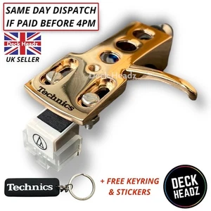 Rose Gold Headshell With AT3600L Cartridge & Stylus & Technics Logo + FREE GIFTS - Picture 1 of 5