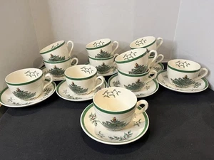 Spode Christmas Tree Cup and Saucer Sets- S3324 England 12 Cups & 8 Saucers Mint - Picture 1 of 6