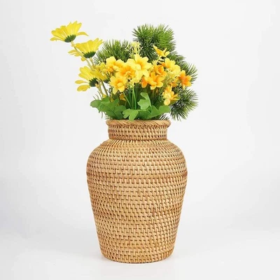 Rattan Vase Country Rustic Style Handmade Woven Plant Flower Vase Basket for ... - Image 1 of 4