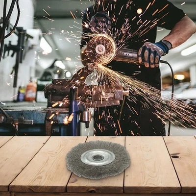Effective Deburring and Polishing 5inch Steel Wire Wheel Brush 16mm Hole - Image 1 of 4