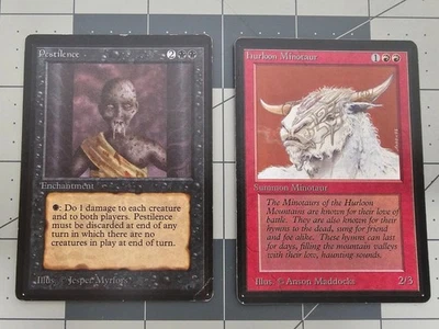 MTG  ⭐ Beta Edition ⭐ Pestilence & Hurloon Minotaur ⭐ Vintage Legacy - Image 1 of 3