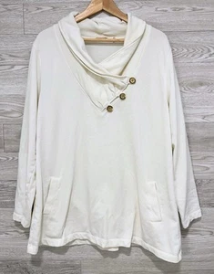 Soft Surroundings Westminster Tunic Sweatshirt Pockets Women’s XL Ivory - Picture 1 of 8