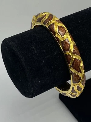 Brazalete Joan Rivers con bisagras estampado esmalte marrón tono dorado 58,9 g Foto 1 de 4