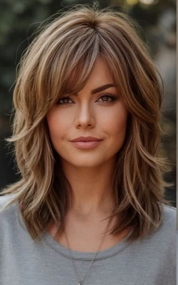 Perucas frontais de renda marrom com destaque loiro Balayage 100% cabelo humano com franjas - Imagem 1 de 3